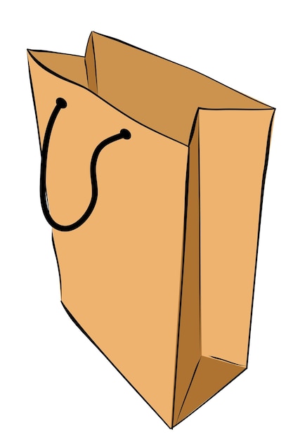 Simple Vector Hand Draw Sketch brown mockup of Paper Bag