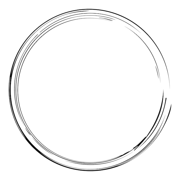 Vector simple vector hand draw sketch circle frame from multiple black line