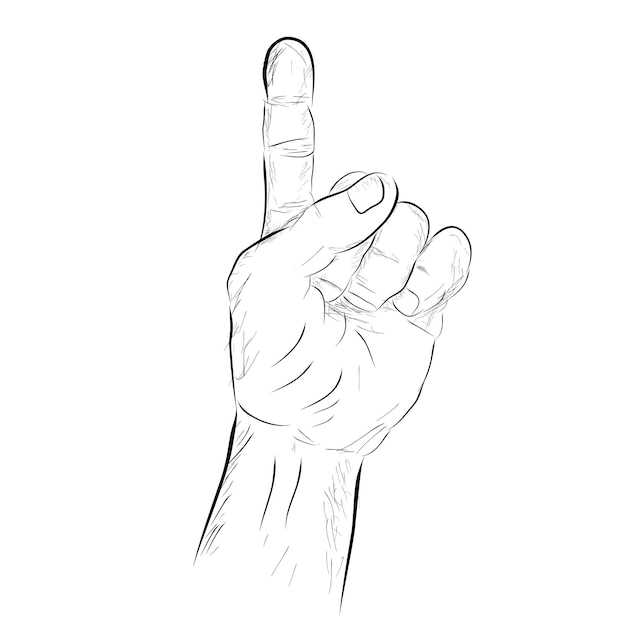 Simple vector hand draw sketch gesture one or 1