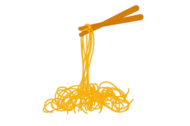 Vector simple vector hand draw sketch, noodle and chopstick