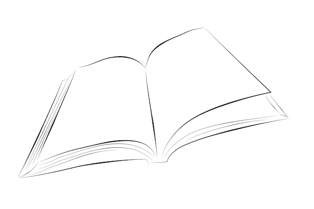 simple vector hand draw sketch open book, isolated on white