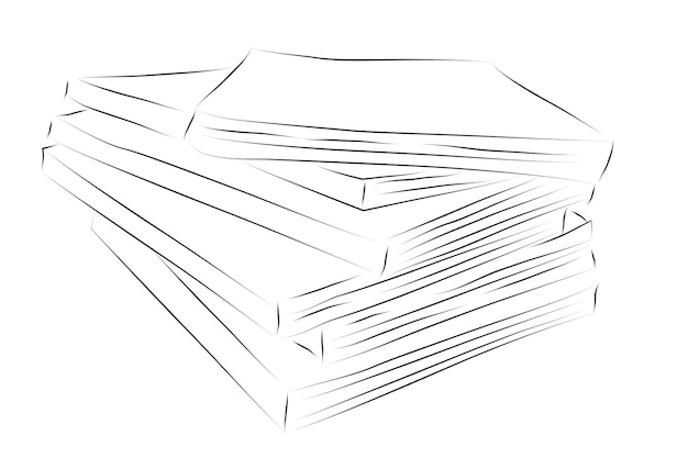 Simple vector hand draw sketch stack of book
