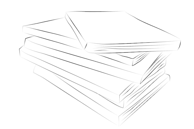 Simple vector hand draw sketch stack of book