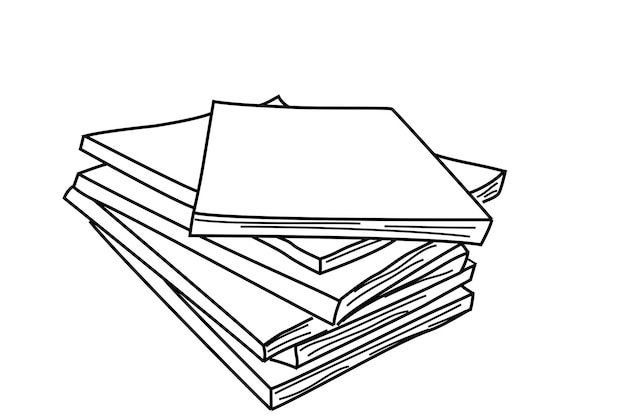 Simple vector hand draw sketch stack of book