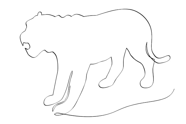 간단한 터 손 그림 스케치 호랑이 또는 큰 사은 색에 고립