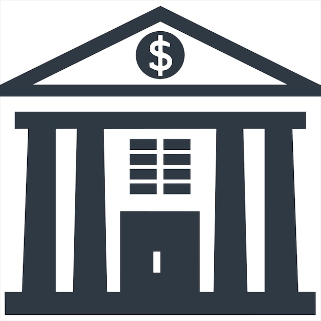 Vector simple vector icon of a bank building with dollar