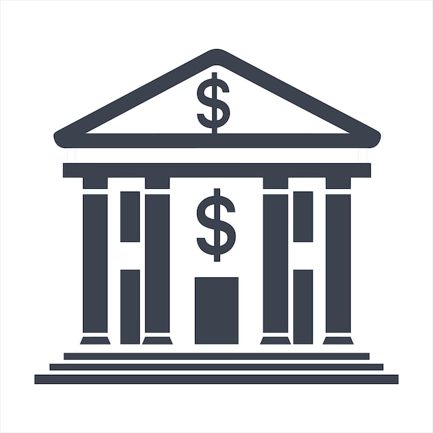 Vettore semplice icona vettoriale di un edificio bancario con dollaro