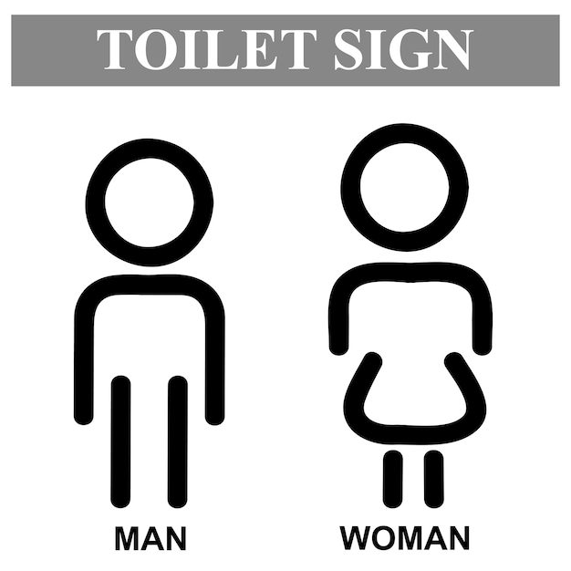 Simple vector, icon style, toilet sign for male and female