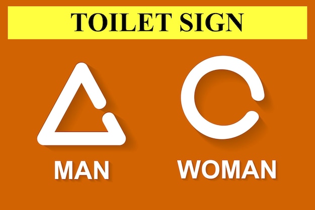 Simple vector, icon style, toilet sign for man and woman, with soft shadow