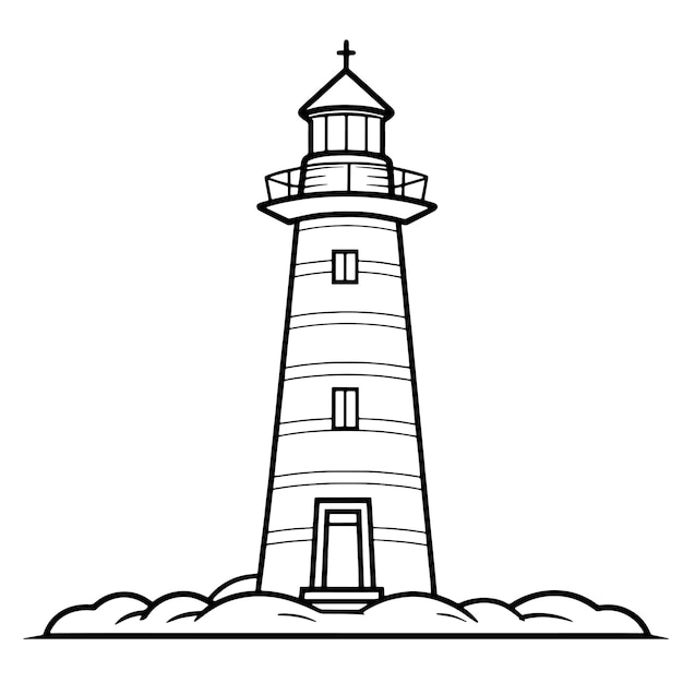 Semplice icona vettoriale di un faro a torre ideale per i disegni marittimi