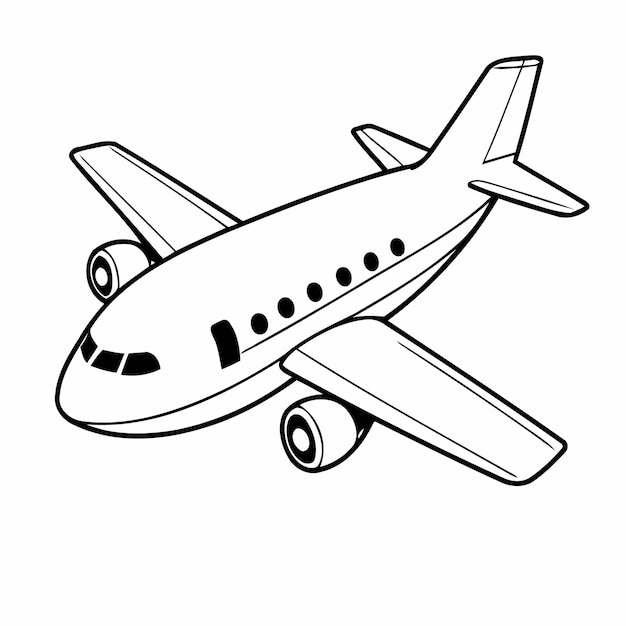 Vector simple vector illustration of airplane doodle for kids colouring page