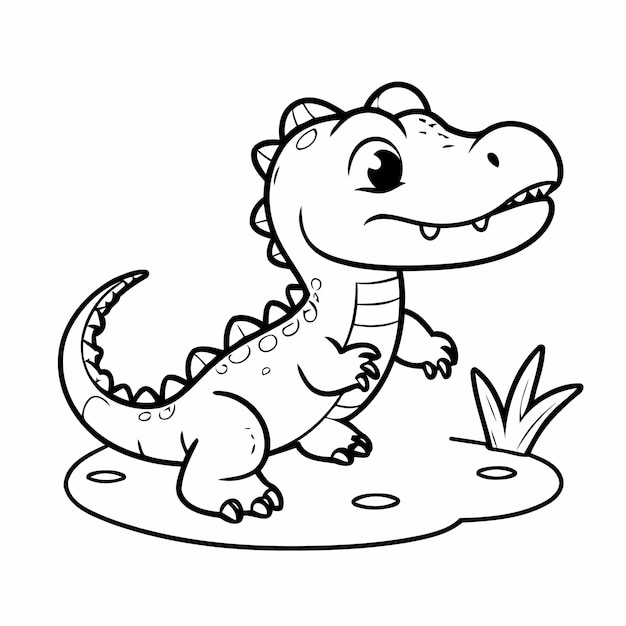 Simple vector illustration of Alligator doodle colouring activity for kids