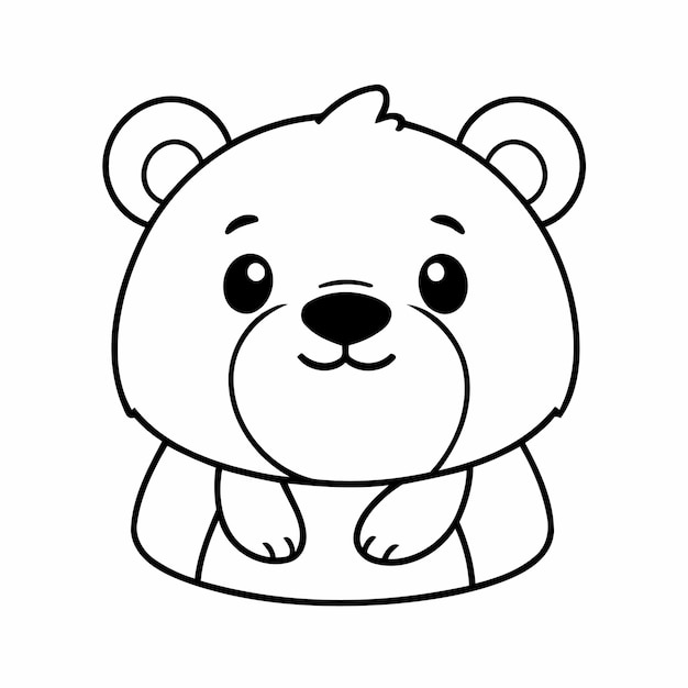 simple vector illustration of bear drawing for kids coloring page