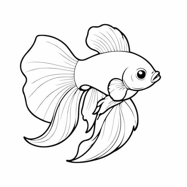 Vector simple vector illustration of betta drawing for kids colouring activity