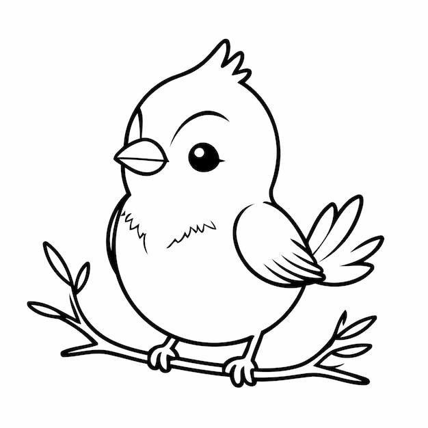 Vector simple vector illustration of bird doodle for kids coloring worksheet