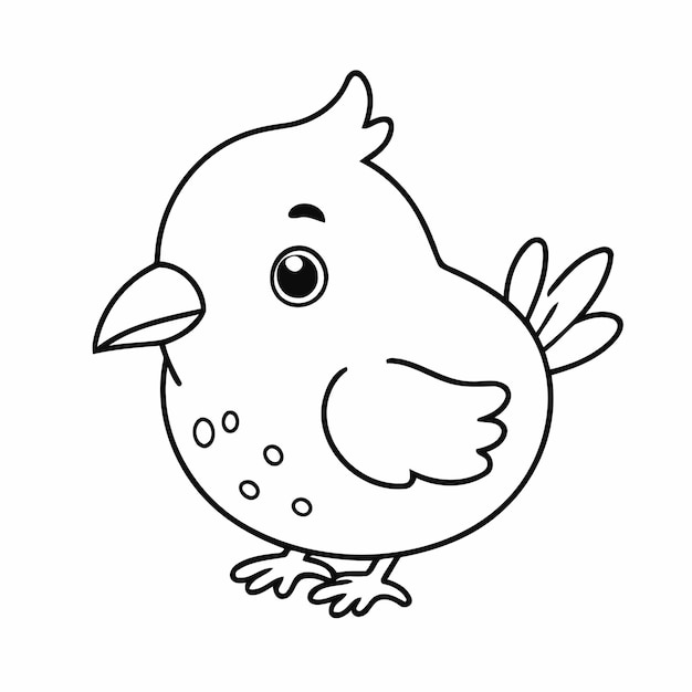 Vector simple vector illustration of bird drawing for children page