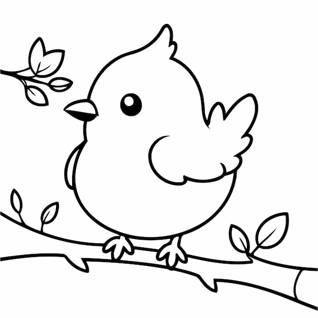 Vector simple vector illustration of bird drawing for kids colouring page