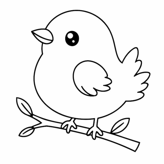 Simple vector illustration of Bird drawing for toddlers coloring activity