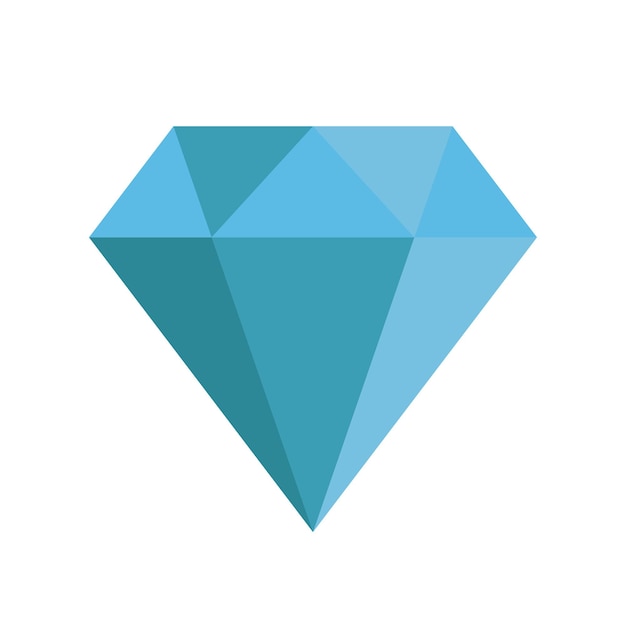 Simple vector illustration of a blue diamond on white background. Light blue gem vector icon.