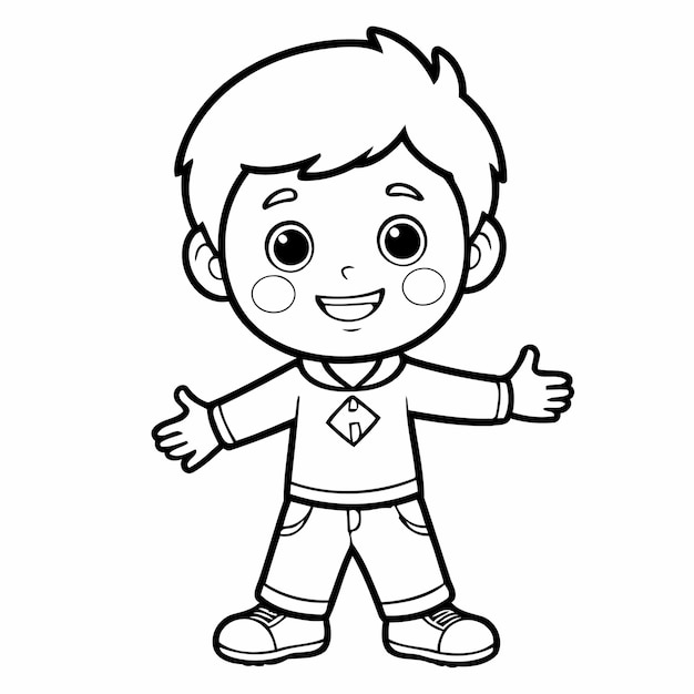 Simple vector illustration of Boy drawing for toddlers book