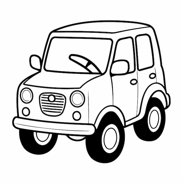 Simple vector illustration of Car drawing for toddlers colouring page