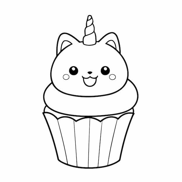 Simple vector illustration of Caticorn for children colouring activity