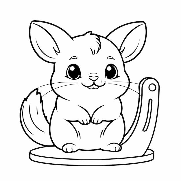 Vector simple vector illustration of chinchilla hand drawn for kids coloring page