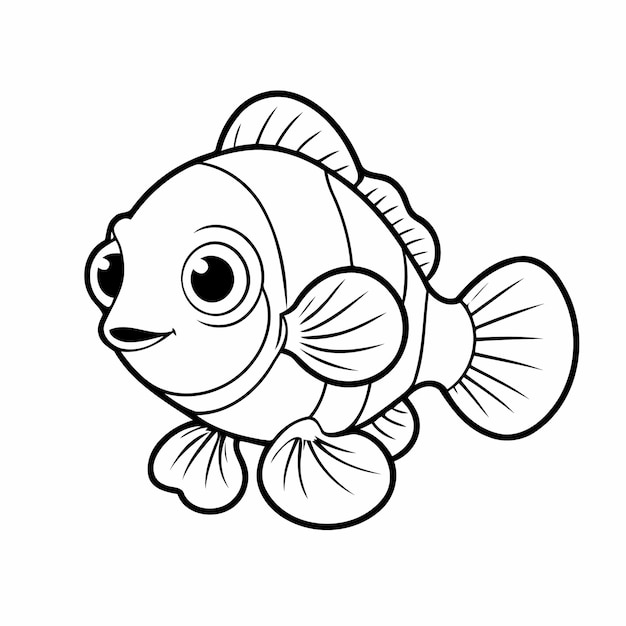 Simple vector illustration of Clownfish drawing for toddlers book