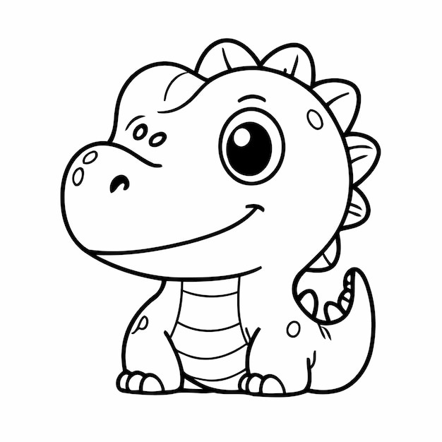 Simple vector illustration of Dino doodle for kids coloring worksheet