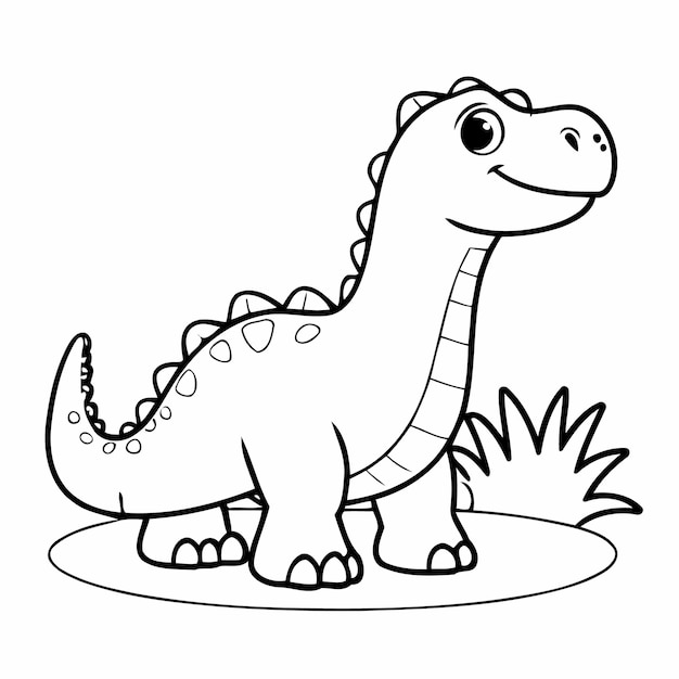 Vettore semplica illustrazione vettoriale del disegno di dino per bambini piccoli attività di colorazione