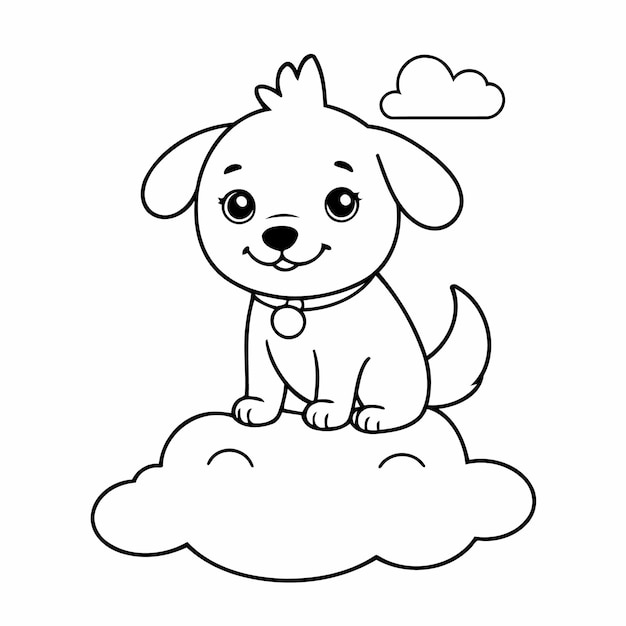 Vector simple vector illustration of dog doodle for children worksheet