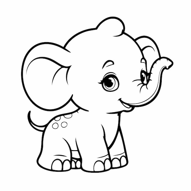 Simple vector illustration of Elephant doodle colouring activity for kids