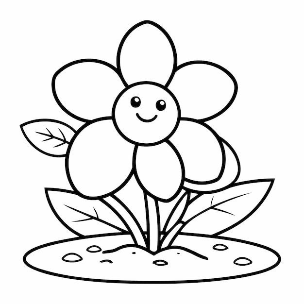 Simple vector illustration of Flower doodle for toddlers colouring page