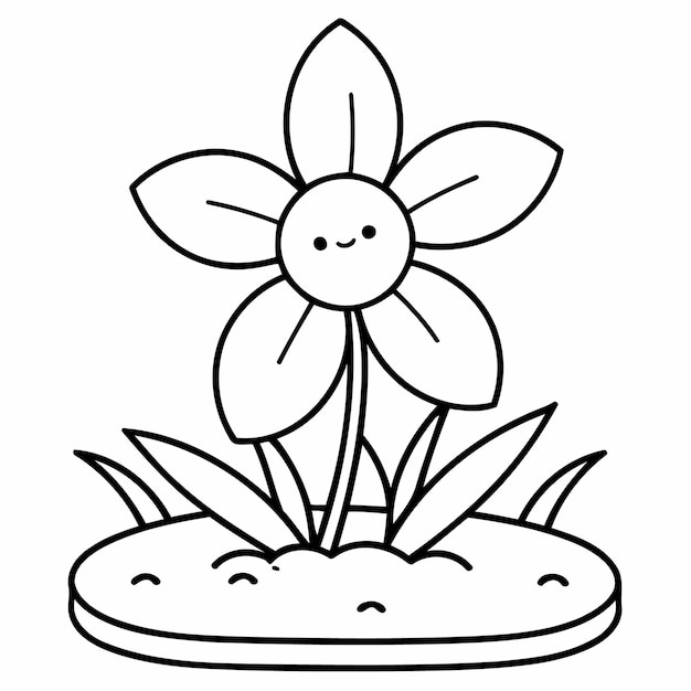 Vector simple vector illustration of flower doodle for toddlers colouring page