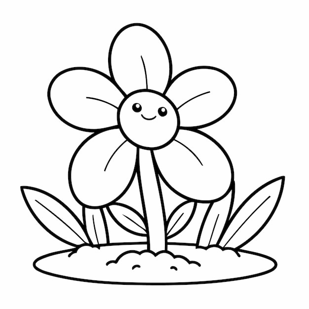 Vector simple vector illustration of flower drawing colouring activity