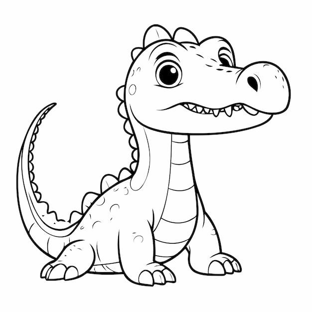 Simple vector illustration of Gharial doodle for kids coloring worksheet