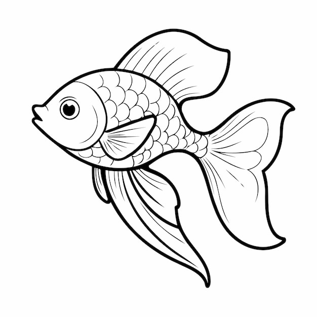 Simple vector illustration of Guppy for kids colouring worksheet