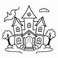 Vector simple vector illustration of hauntedhouse drawing for toddlers book