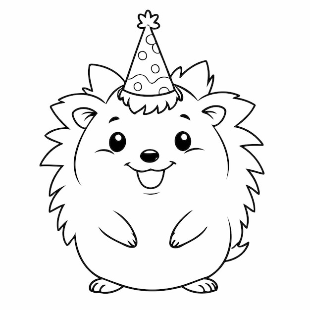 Simple vector illustration of hedgehog for kids coloring page