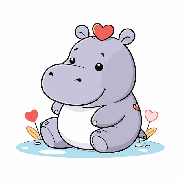 Vector simple vector illustration of a hippo for kids book