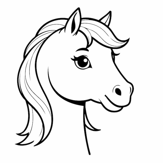 Simple vector illustration of Horse doodle for kids coloring page