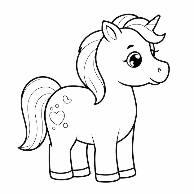 simple vector illustration of horse doodle for toddlers worksheet