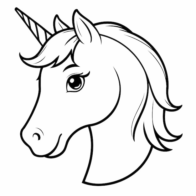 Simple vector illustration of Horse drawing for kids colouring activity