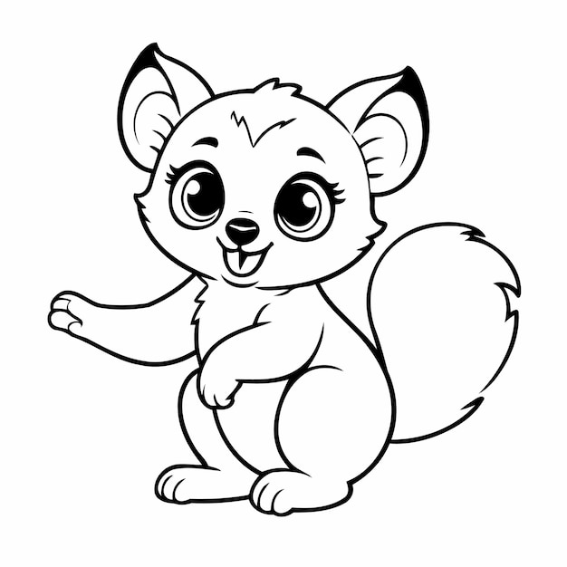 Simple vector illustration of Lemur doodle for children worksheet