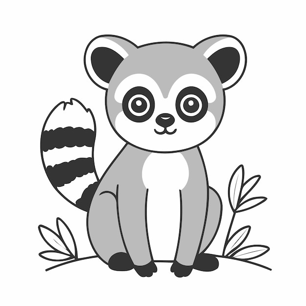 Simple vector illustration of a Lemur for kids book