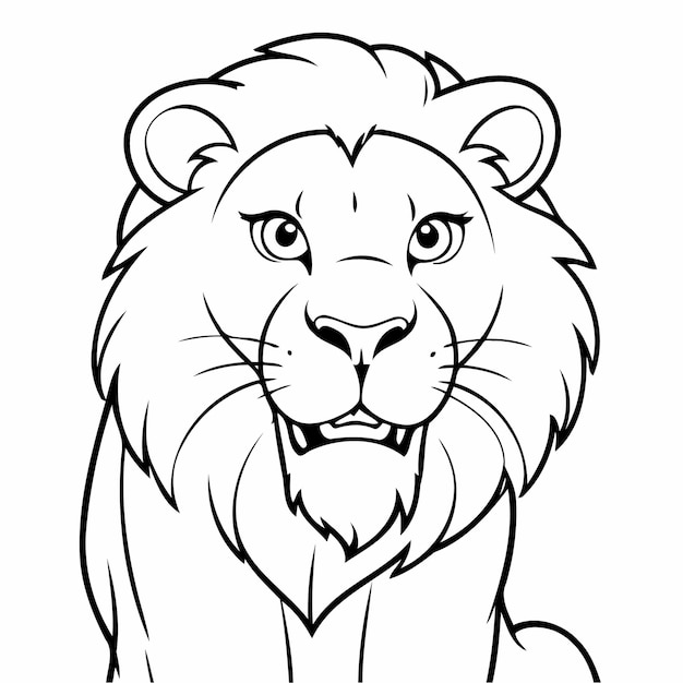 Vector simple vector illustration of lion doodle for children worksheet