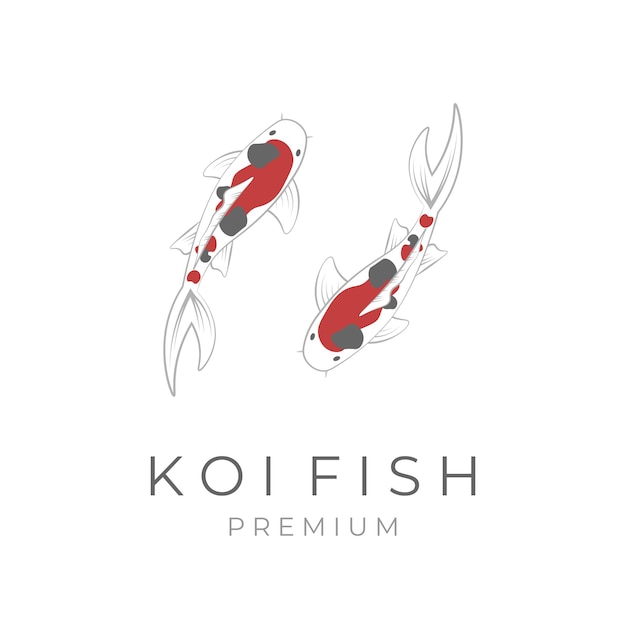 Простой векторный логотип рыбы-близнеца кои лицом друг к другу
