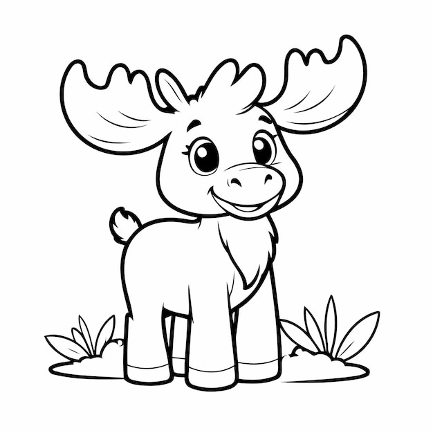 Vector simple vector illustration of moose for children colouring activity