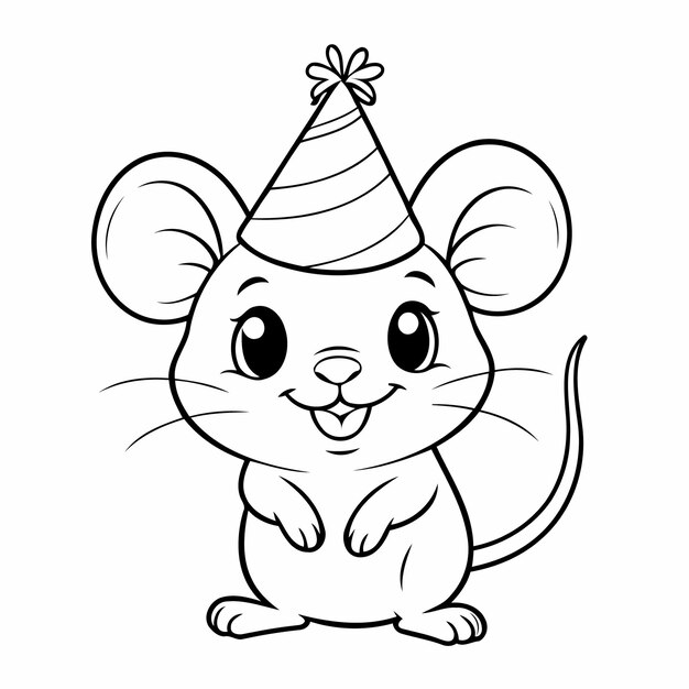 Vector simple vector illustration of mouse doodle for children worksheet