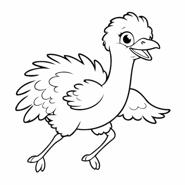 Vector simple vector illustration of ostrich doodle for kids colouring page
